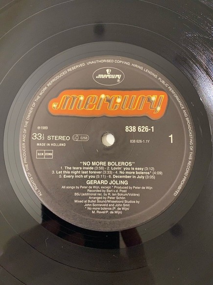 Gerard Joling No More Boleros LP 1989 Mercury Records 838 626-1 VG+ Netherlands - Picture 7 of 9
